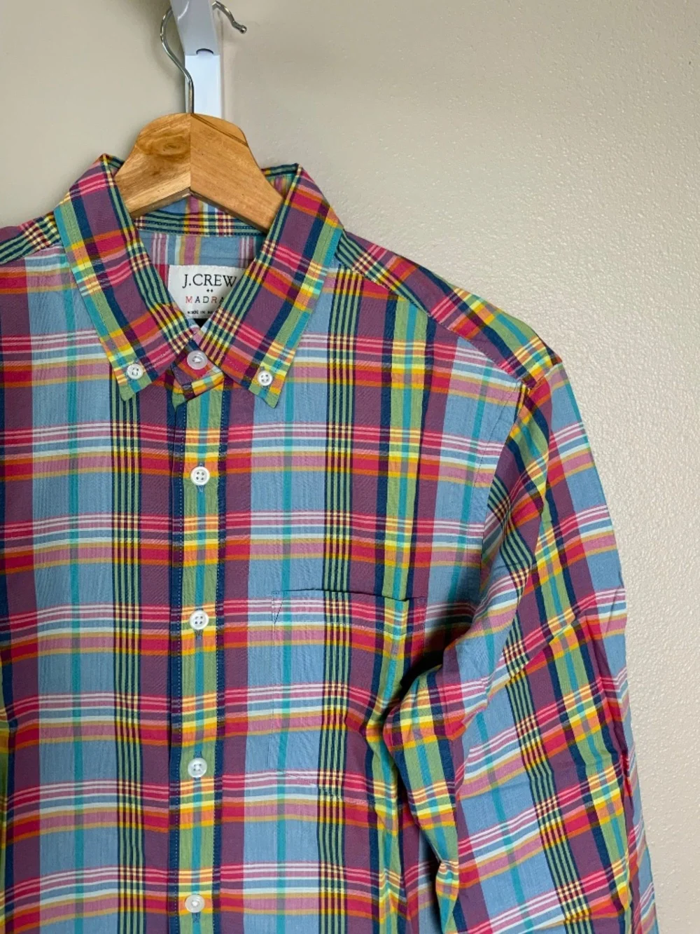J. Crew Slim Madras Plaid Button Down Oxford Shirt